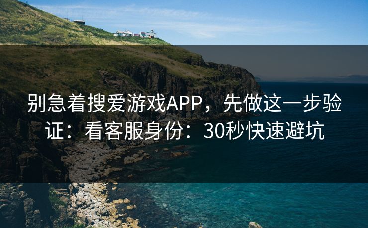 别急着搜爱游戏APP，先做这一步验证：看客服身份：30秒快速避坑