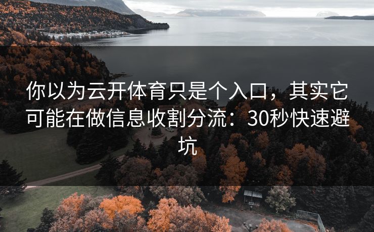 你以为云开体育只是个入口,其实它可能在做信息收割分流:30秒快速避坑 你以为云开体育只是个入口,其实它可能在做信息收割分流:30秒快速避坑